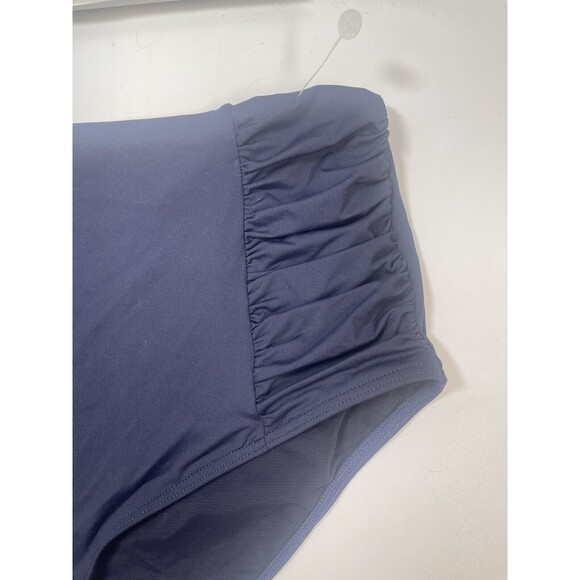 Sea Level Swim Gathered Side High Waisted Bikini Bottom In Navy Sz 16 New - Picture 5 of 9